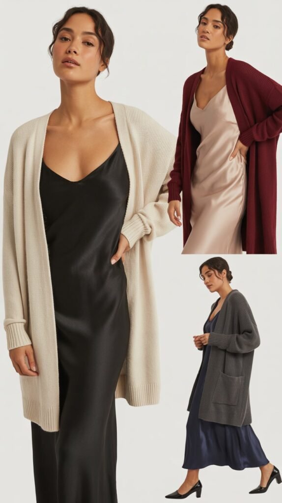 Cardigan Over Slip Dress