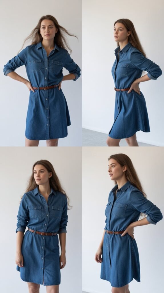 Denim Shirt Dress with Belt