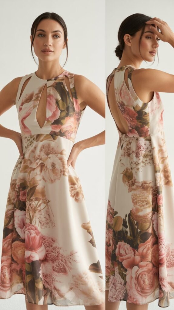 Floral Dress with Cutout Details