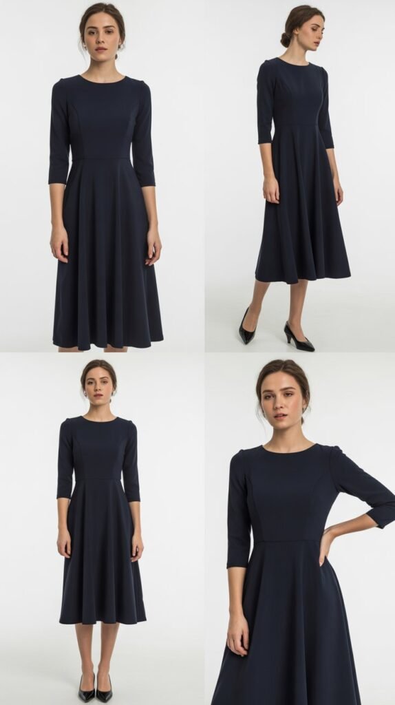 Three-Quarter Sleeve Dress For Universal Flattery