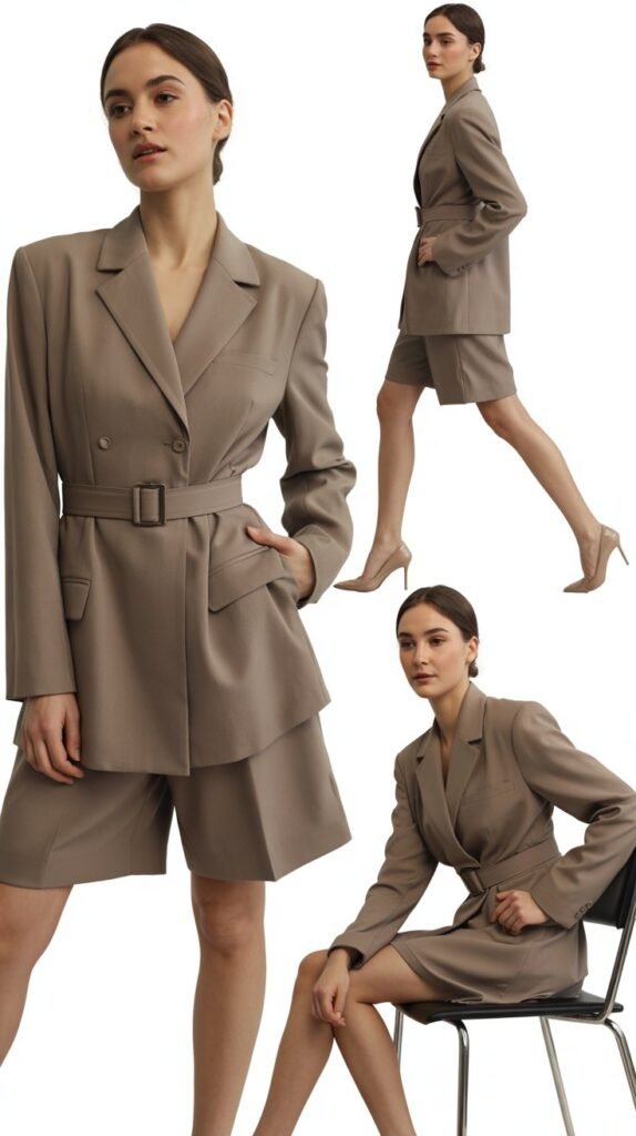 Belted Blazer with Matching Shorts