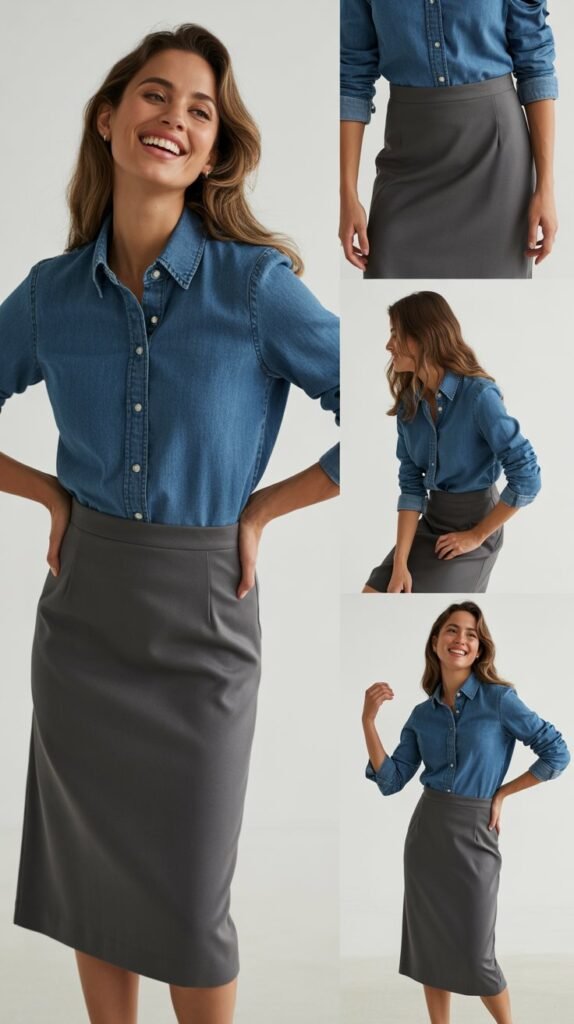 The Denim Shirt and Pencil Skirt