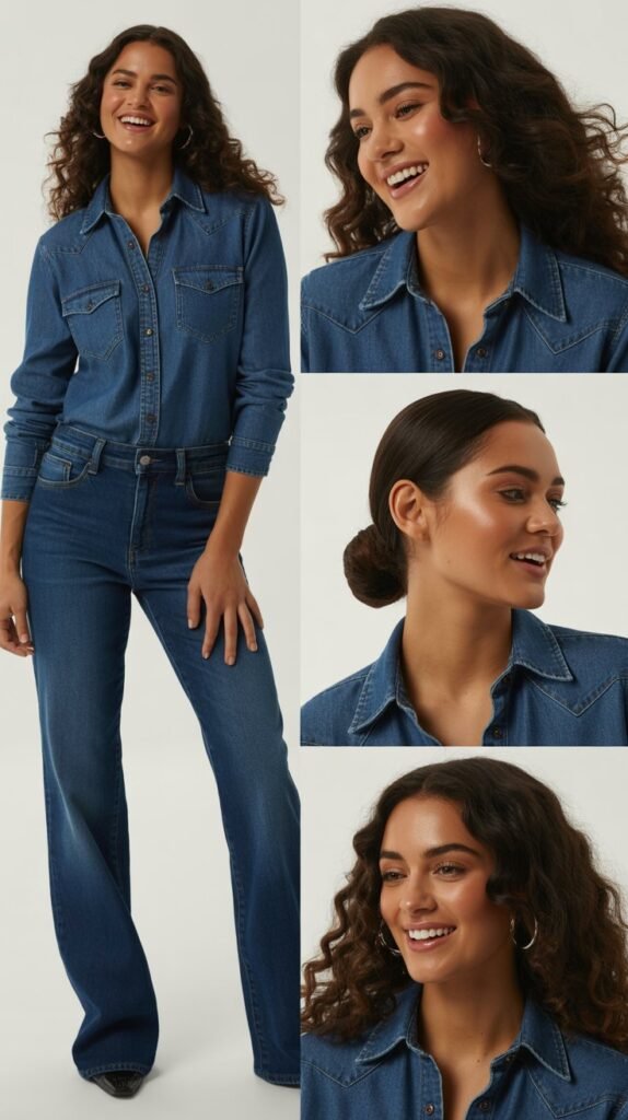 Classic Denim On Denim Western Look