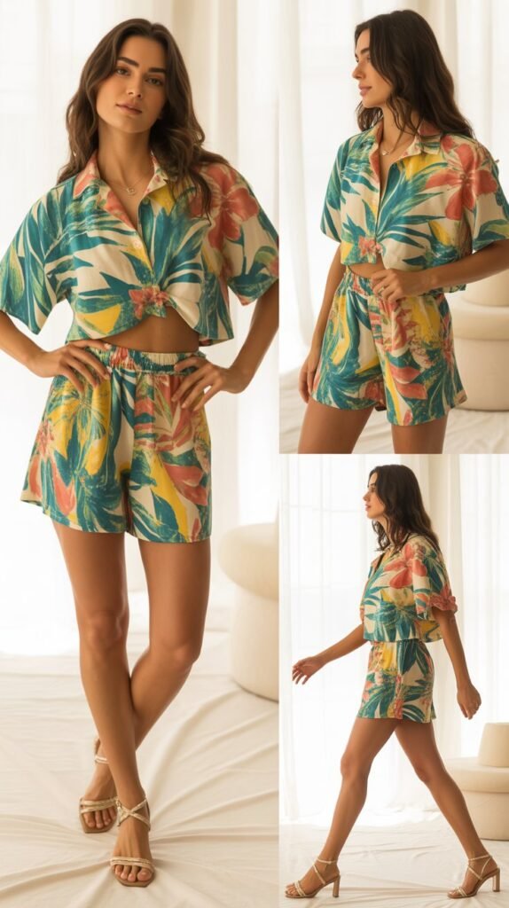 Tropical Print Co-ord with Sandals