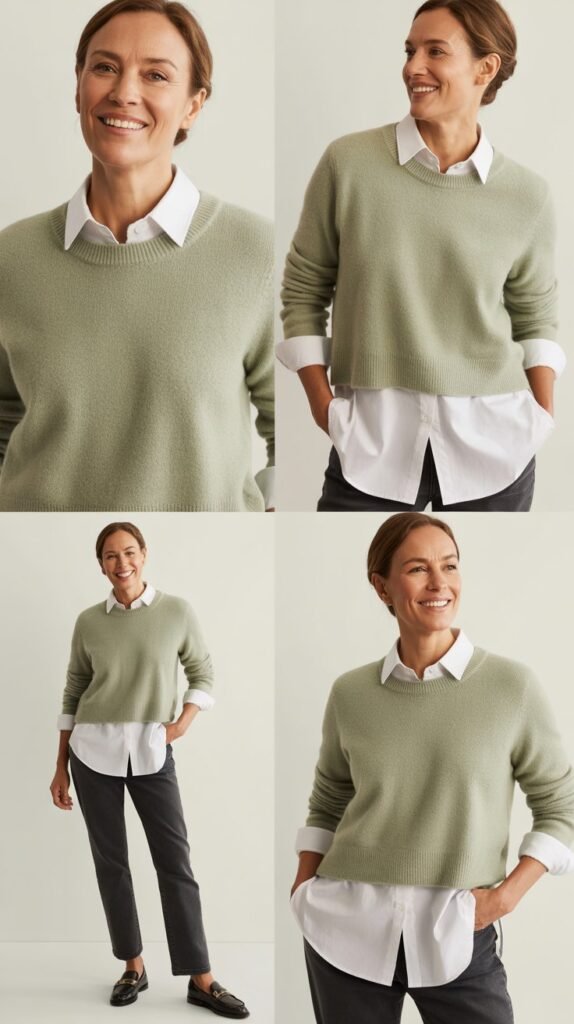  Layered Shirt and Sweater Combination