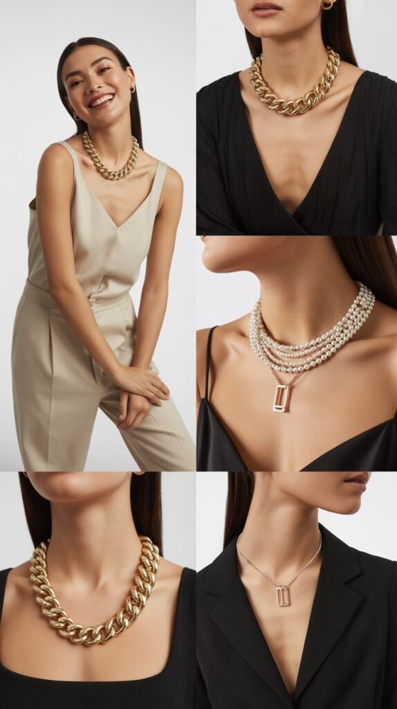 Statement Accessories at the Neckline