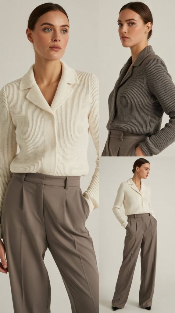 Knit Blazer with Smart Trousers
