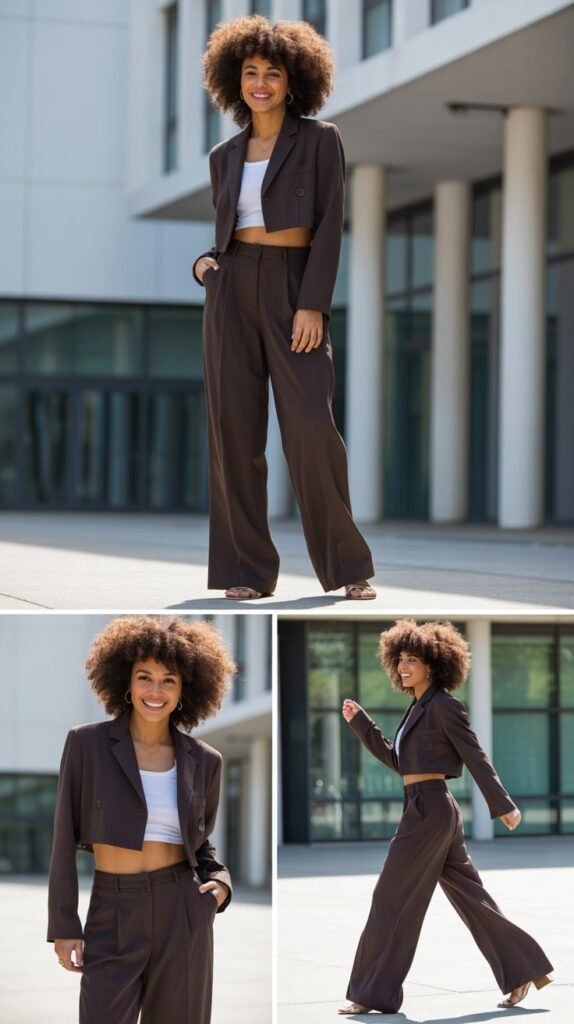 Wide-Leg Trousers with Cropped Blazer