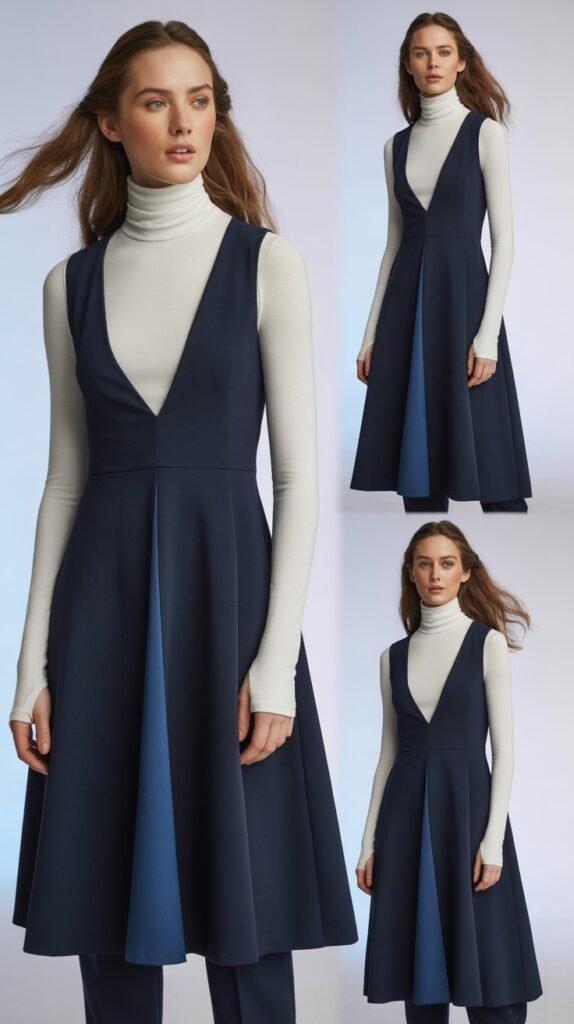  Sleeveless A-Line With Turtleneck Layer