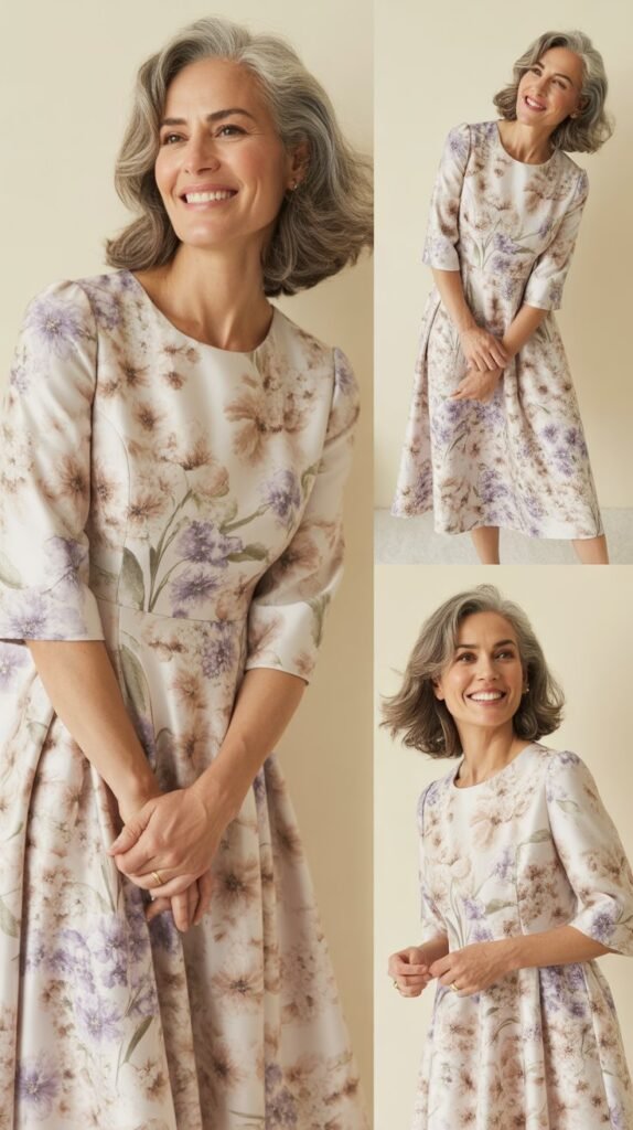 Sophisticated Midi Dress in Spring Florals