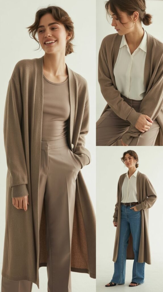 Longline Cardigan with Streamlined Pieces