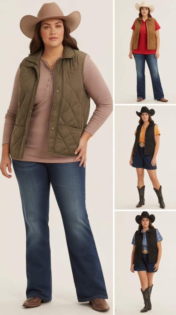 Quilted Vest Over Long Sleeve Henley