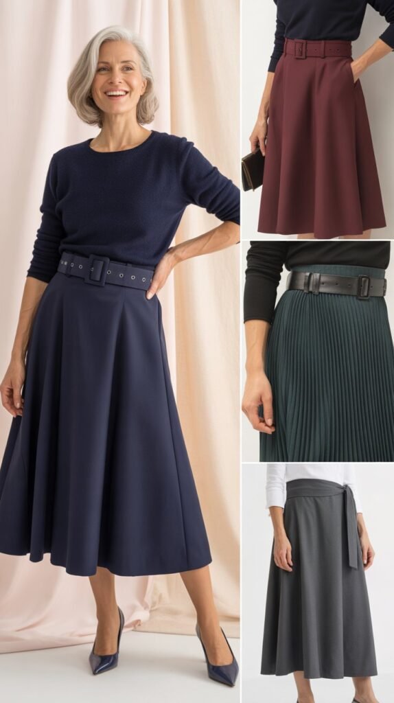 Midi Skirts with Defined Waistbands