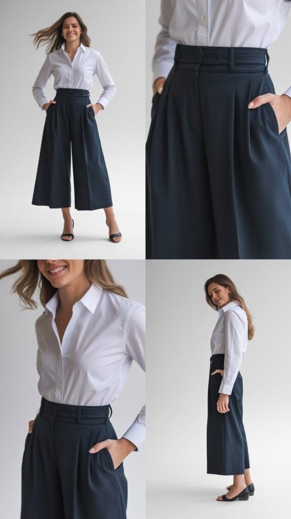 Culottes with Button-Down Shirt