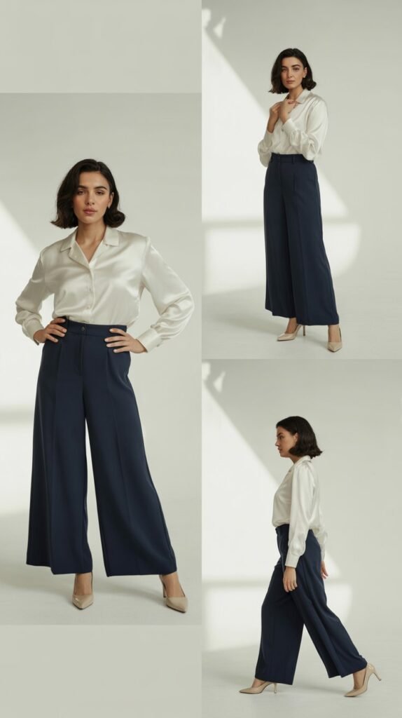 Culottes with Long-Sleeve Blouse