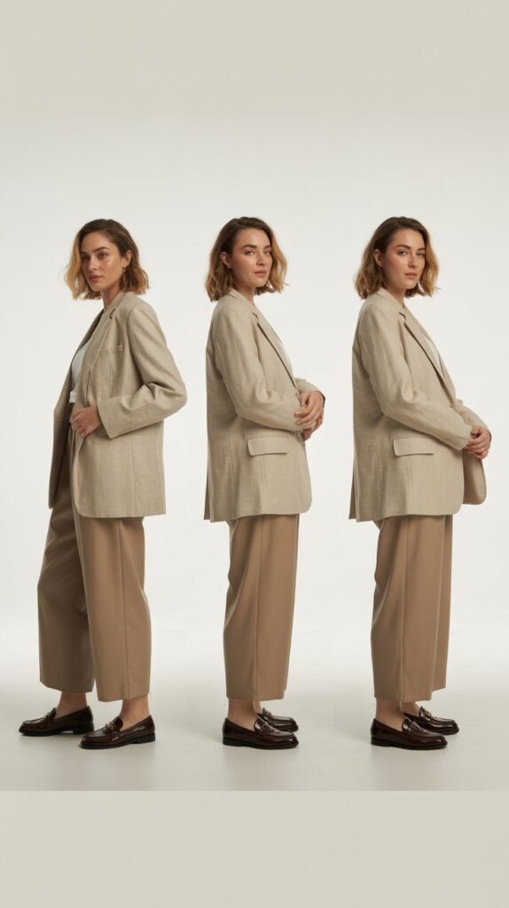  Relaxed Blazer with Cropped Pants and Loafers