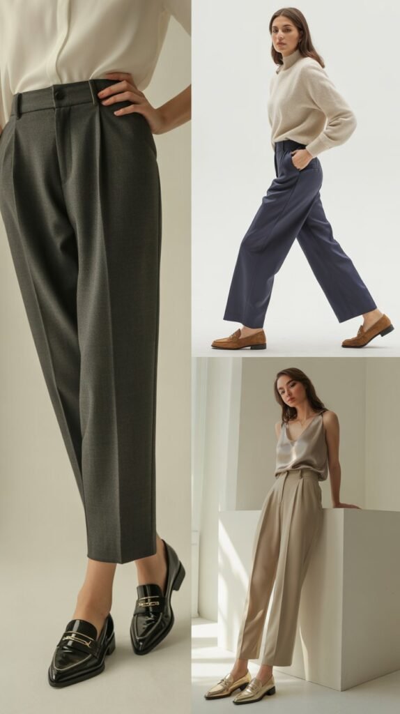 The Ankle-Length Trousers and Loafers Combination