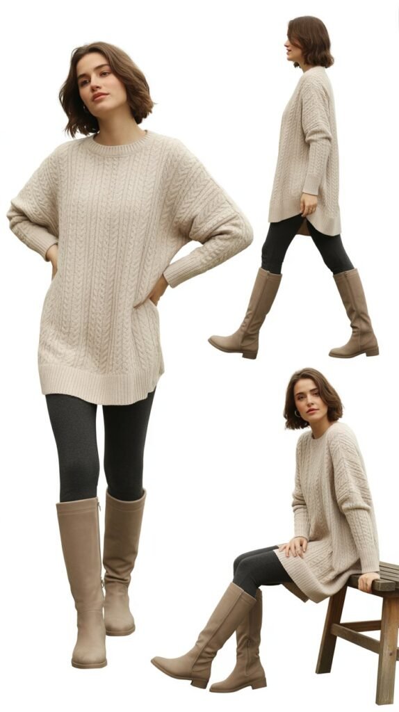 Fleece-Lined Leggings with Tunic and Boots