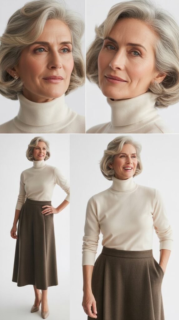 Turtleneck with Midi Skirt
