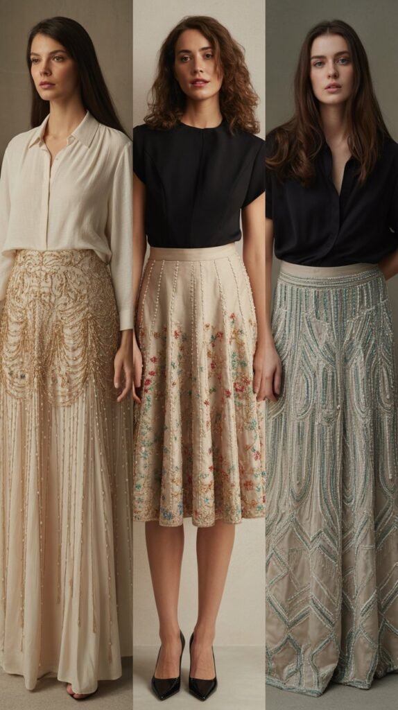Beaded and Embroidered Skirts