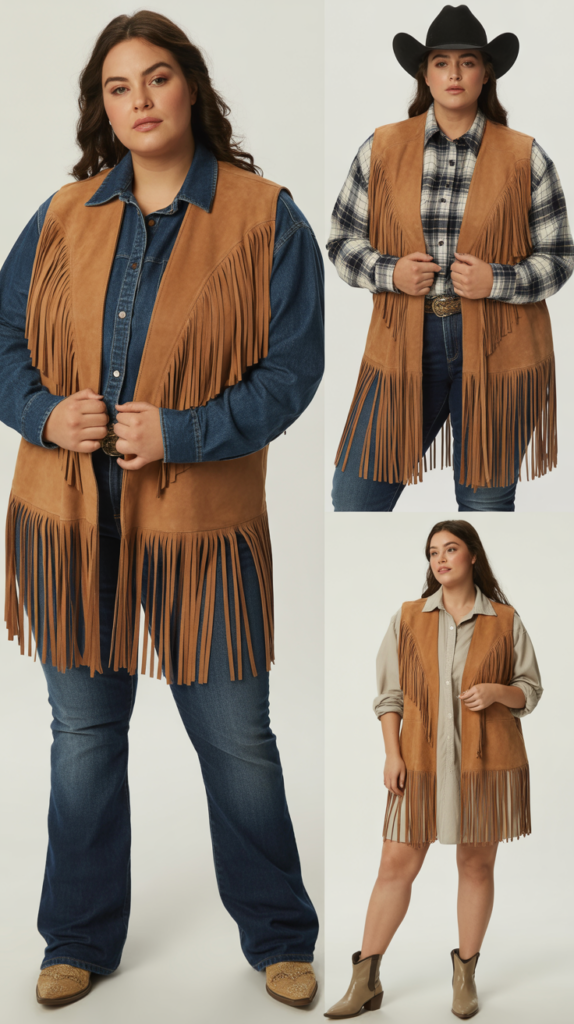 Suede Fringe Vest Layering Piece