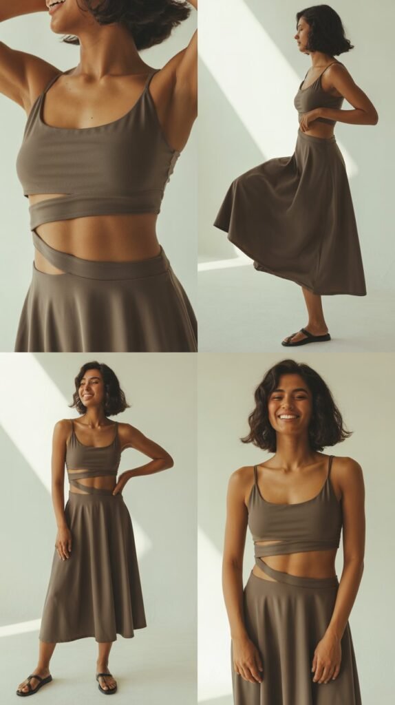  Cut-Out One-Piece with Midi Skirt