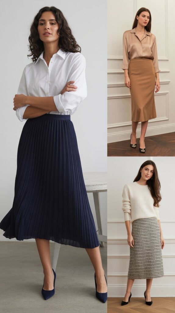 Midi Skirts with Tucked-In Tops
