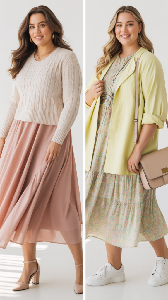 Soft Knit Sweater with A-Line Skirt