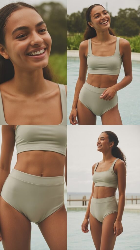  High-Waisted Bikini Bottom with Crop Top