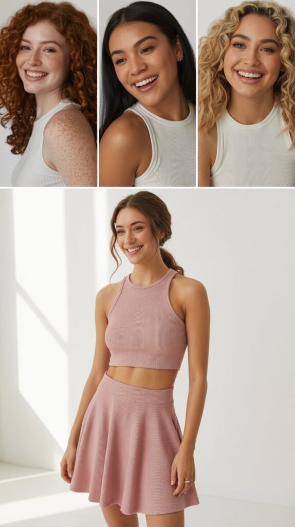  Matching Two-Piece Set with Crop Top and Skirt