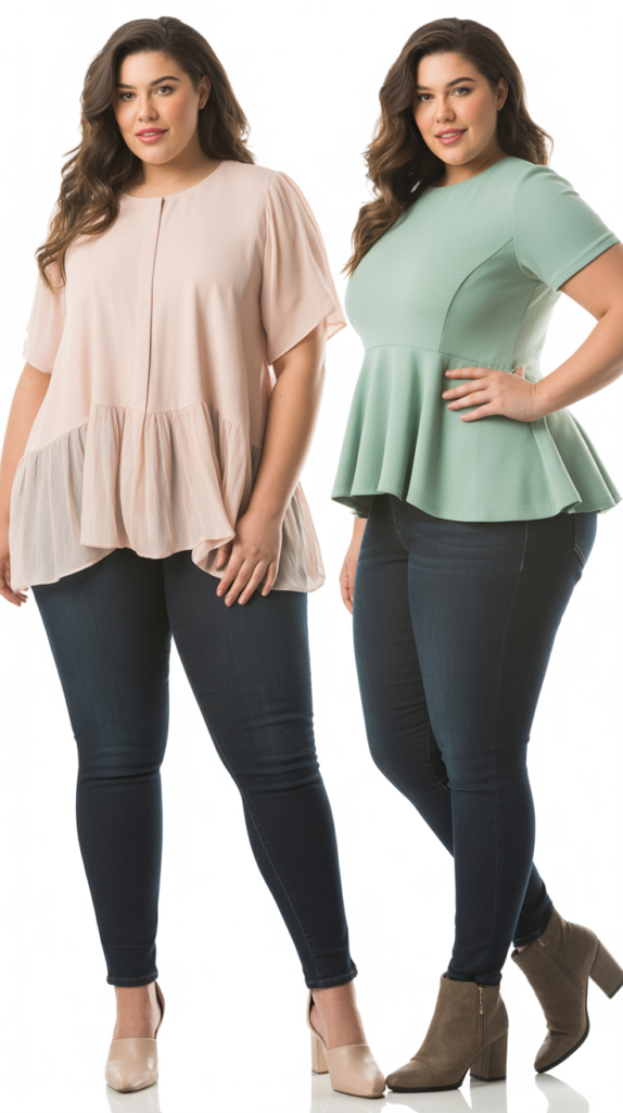 Ruffled or Peplum Tops with Dark Jeans