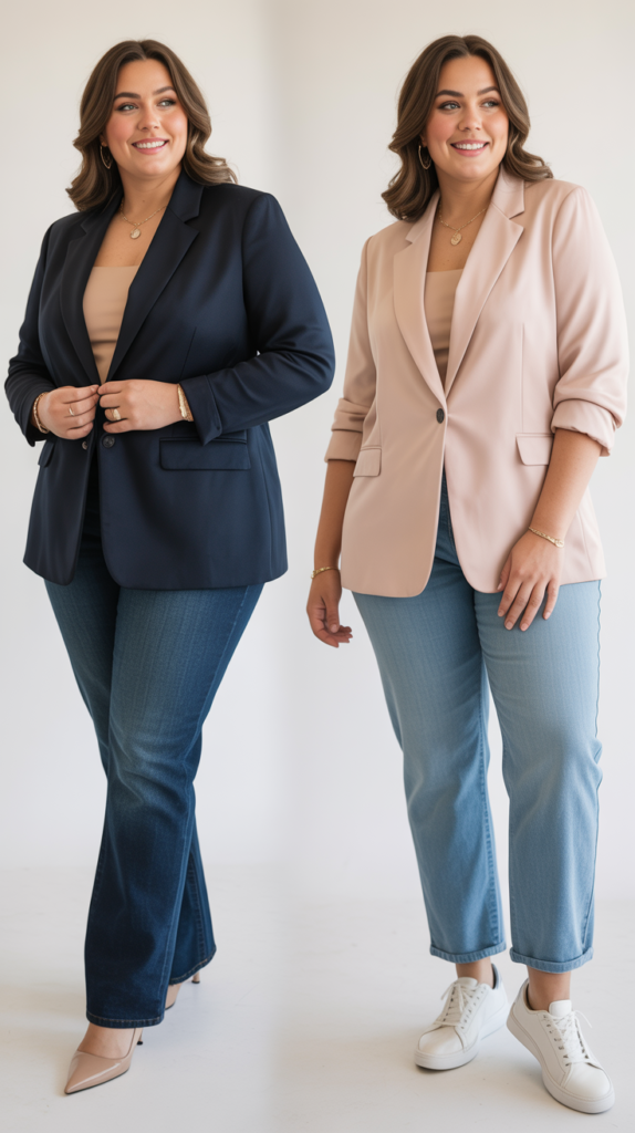 Tailored Blazer with Straight-Leg Jeans