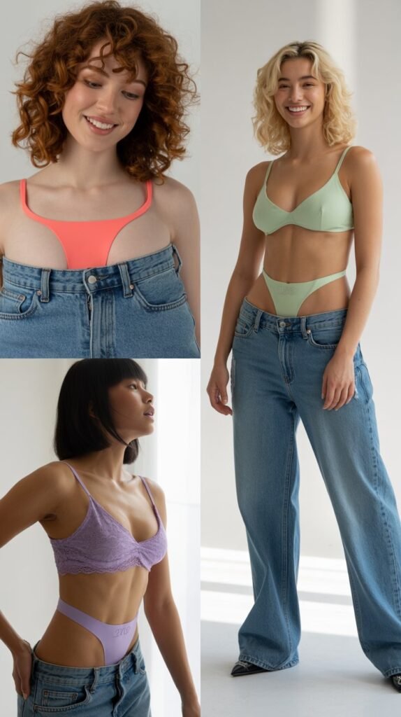  Low-Rise Jeans with Visible Thongs