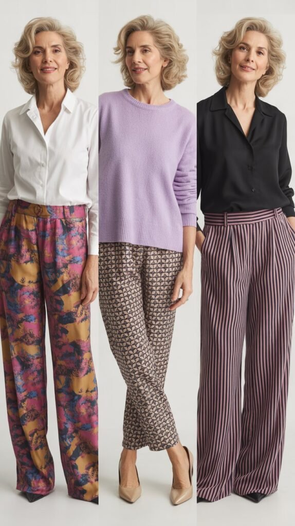 Printed Pants with Solid Top Balance