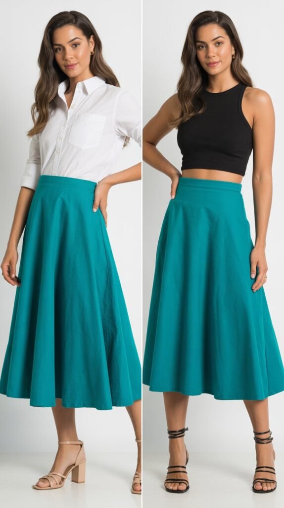 Teal Midi Skirt Styling