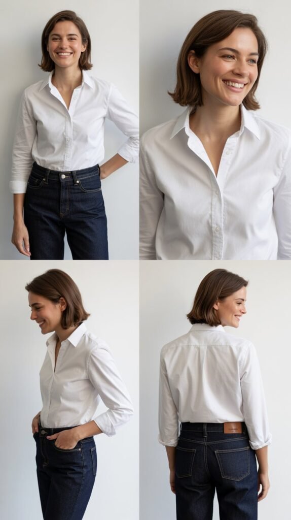 Classic White Shirt and Dark Jeans