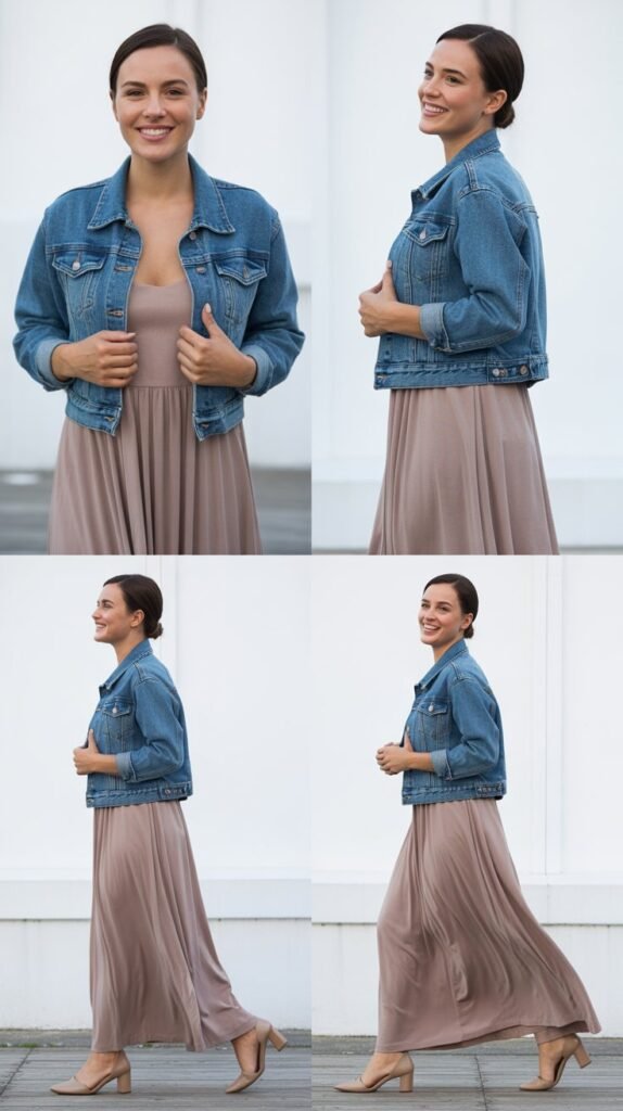 Maxi Dress with Denim Jacket