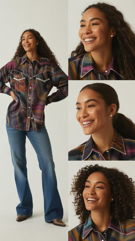 Bold Print Western Shirt Style