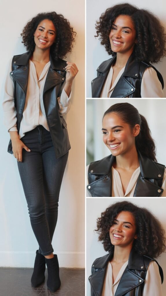Leather Vest Layered Look