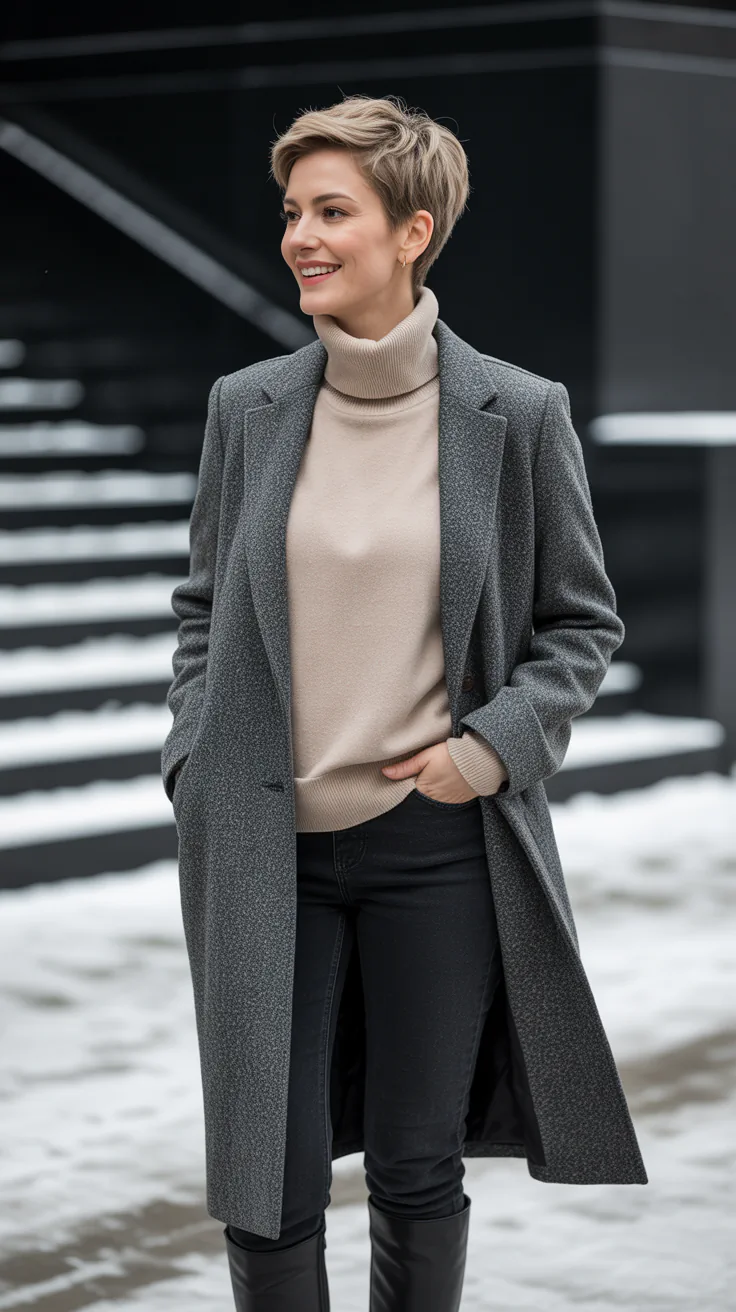 Cold Weather Chic Winter Pixie Cut Outfits That Layer Perfectly