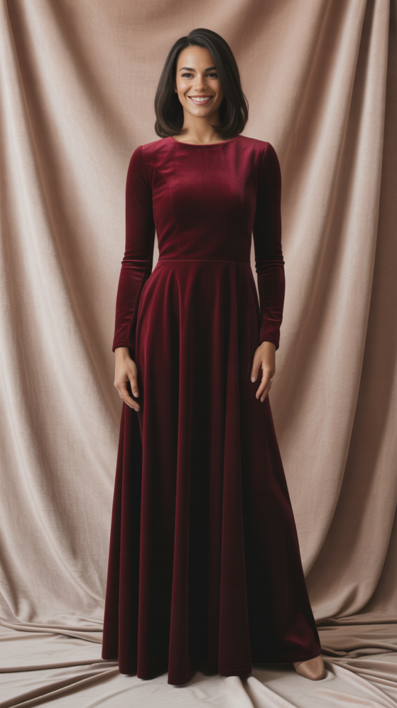 Burgundy Velvet Dress
