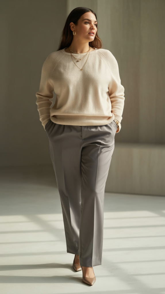 Elevated Knitwear with Tailored Pants