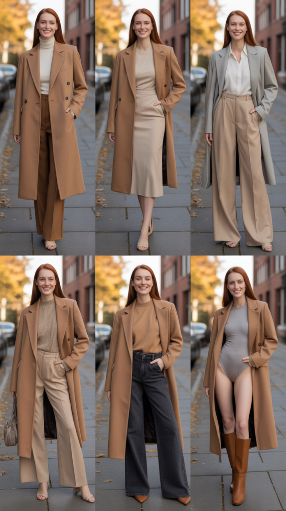 Camel Coat Over Neutral Basics