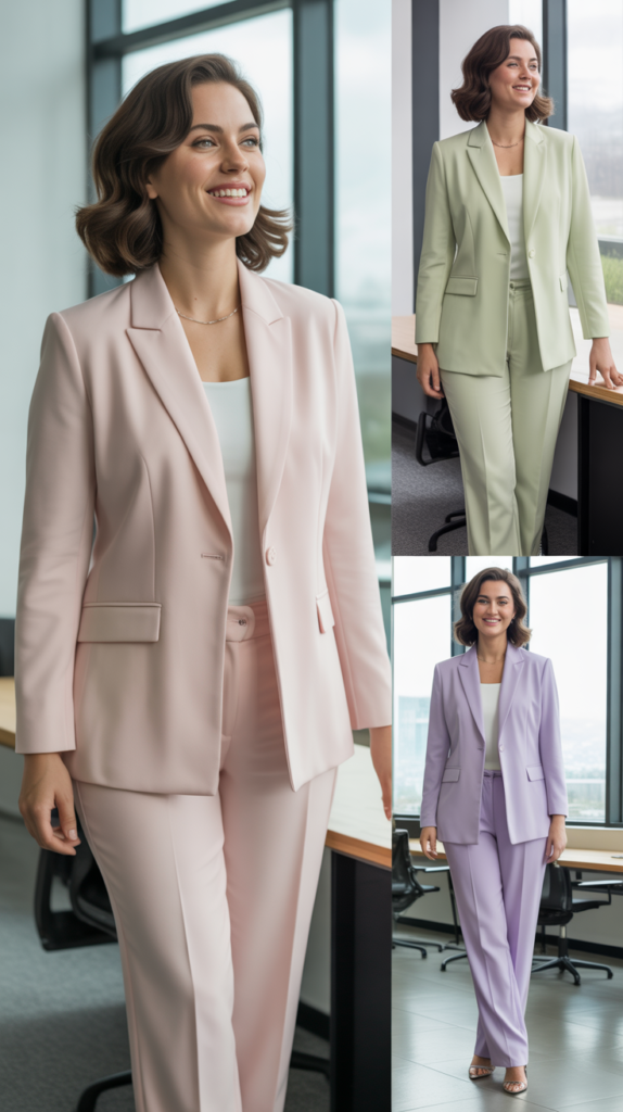 Monochromatic Pantsuit in Spring Colors