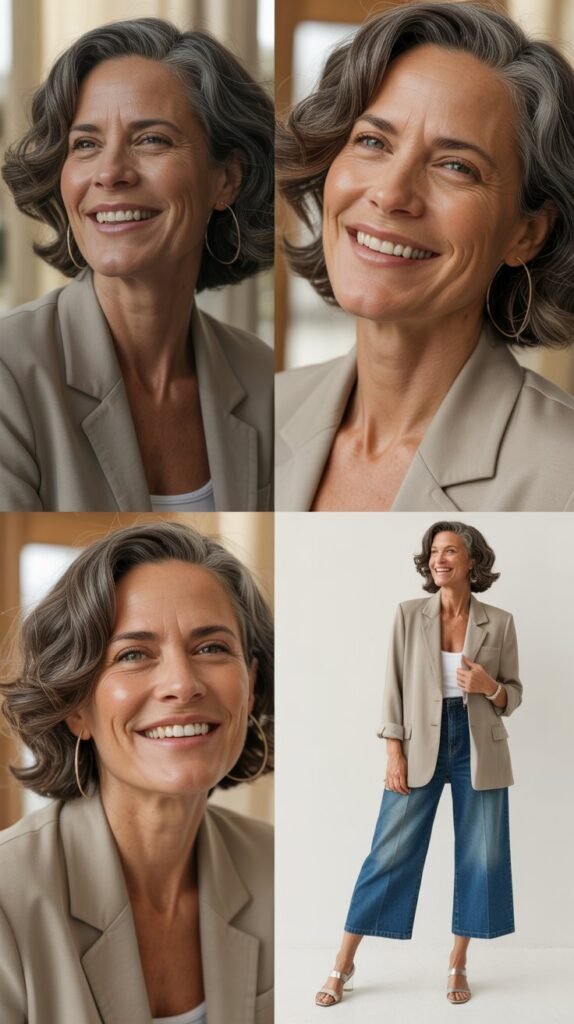  Relaxed Blazer with Cropped Wide-Leg Jeans