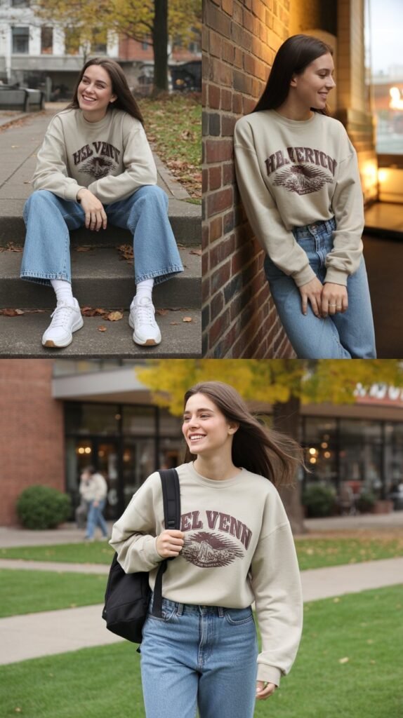  Relaxed-Fit Jeans with Western Graphic Sweatshirt