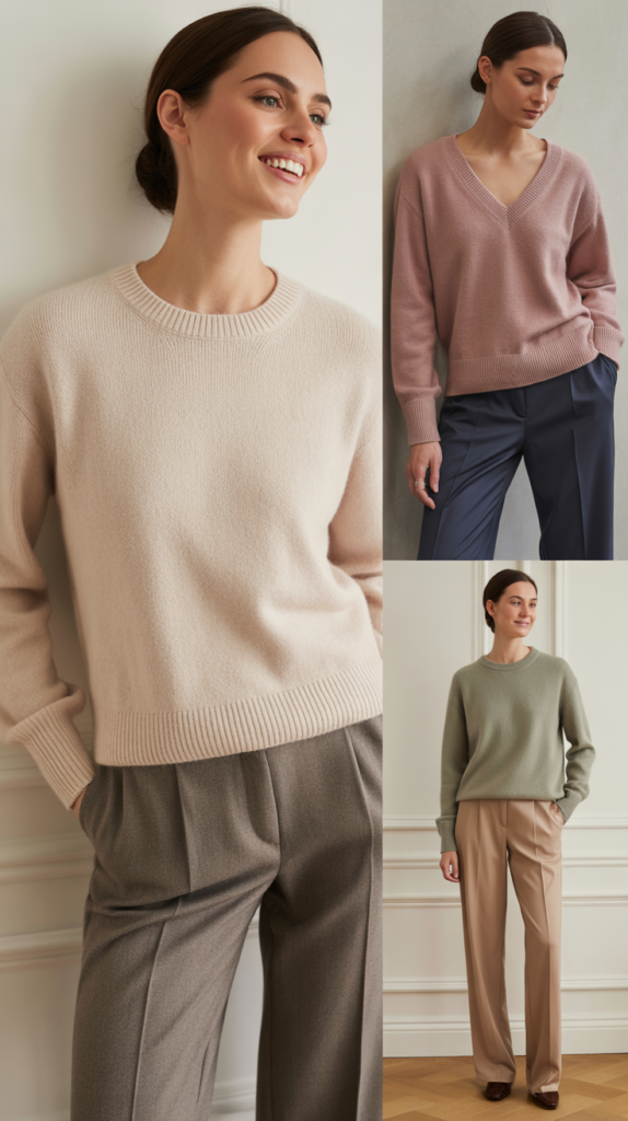 The Cashmere Sweater and Tailored Pants