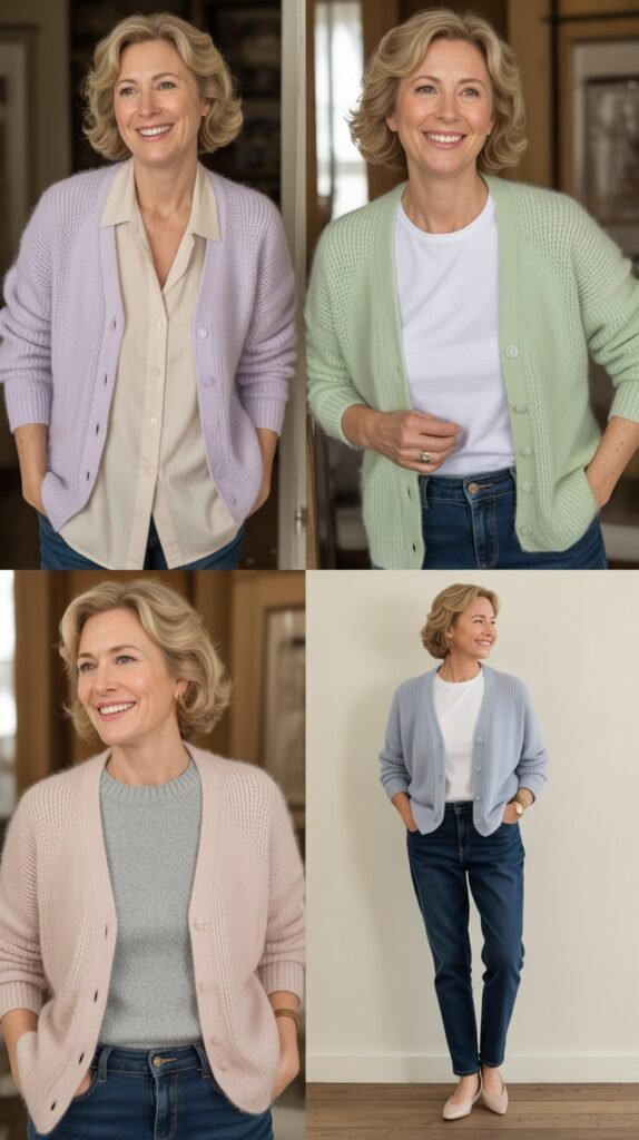 Pastel Cardigan Layering Look