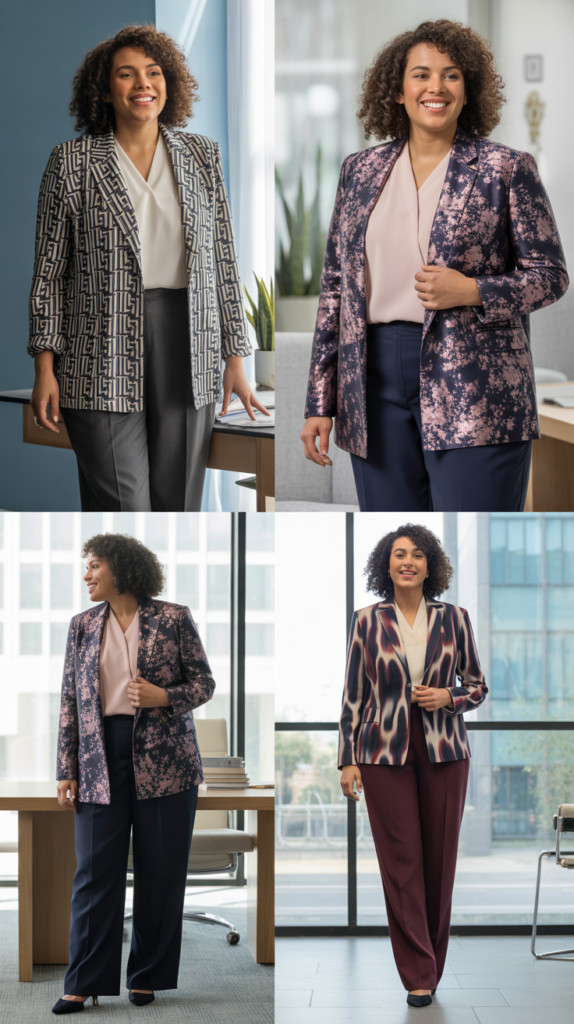 Sleeveless Blouse with Cardigan and Trousers