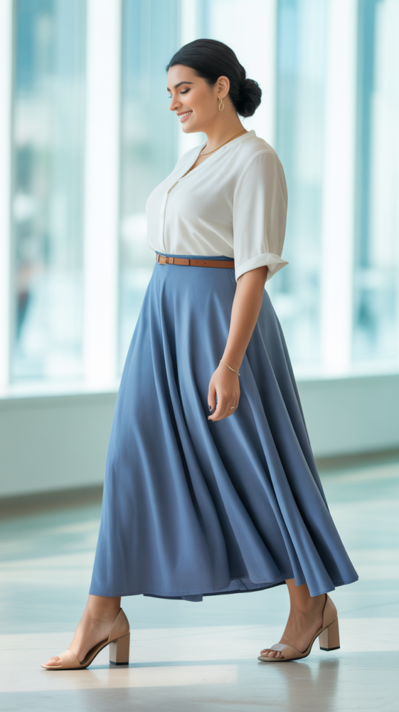 Maxi Skirt with Tucked-In Blouse